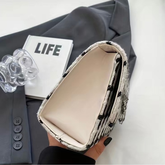 Brand New Tweed Crossbody Colorblock Plaid Handbag - Picture 5 of 12